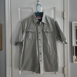 Wrangler Light Greenish Gray Short Sleeve Comfort Flex Shirt Large